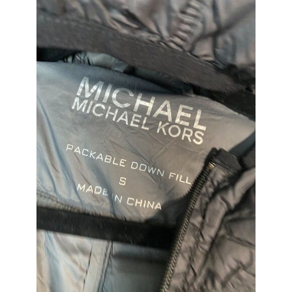 Michael Kors Packable Down Fill Puffer Jacket Coat Women Size Small Black Hooded - Picture 16 of 16